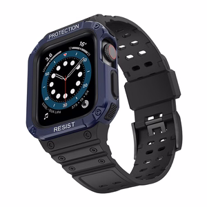 Protect Strap Band for Apple Watch 38/40/41mm Armored Case Strap - musta, sininen