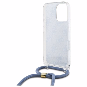 Guess Crossbody Cord 4G Print Case with Lanyard for iPhone 16 Pro - Blue