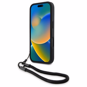 BMW Signature Leather Wordmark Cord Case for iPhone 16 Pro - Black