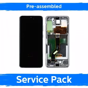 LCD-näyttö yhteensopiva Samsung G986 (G985) S20 Plus kehyksellä / Cosmic Gray / (Esikoottu Service Pack)