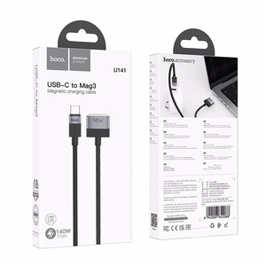 Hoco USB-C Mag3 Magneettinen Kaapeli 5A 140W 1,8m U141 Musta