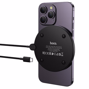 Wireless charger Hoco 15W with cable USB C and digital display CW62 black