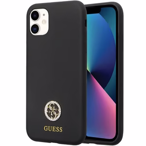 Guess GUHCN614DGPK Suojakuori iPhone 11 / Xr:lle - musta Silikoninen Logo Strass 4G