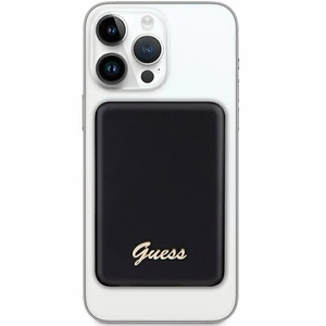 Guess MagSafe Metal Script Logo induktiovirtapankki 15W 5000mAh - musta