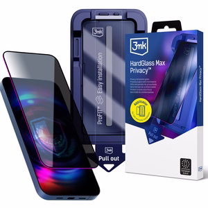 9H panssarilasi 3mk HardGlass Max Privacy -tietosuojasuodattimella iPhone 13/13 Pro/14/16E/17E:lle