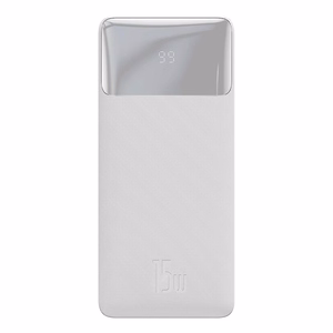 Baseus Bipow Varavirtalähde näytöllä 10000mAh 15W valkoinen + USB-A - Micro USB Kaapeli 0.25m valkoinen