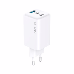 Forever TC-08-65ACC GaN PD QC charger 2x USB-C 1x USB 65W white