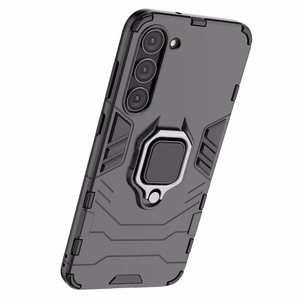 Ring Armor Suojakuori Samsung Galaxy S23+:lle panssaroitu magneettinen sormusjalusta musta