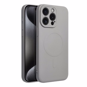 Silikoninen Mag Cover iPhone 15 PRO MAX:lle yhteensopiva MagSafen kanssa titaaninharmaa