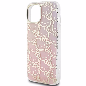 Hello Kitty IML Gradient Electrop Crowded Kitty Head Suojakuori iPhone 15:lle - vaaleanpunainen