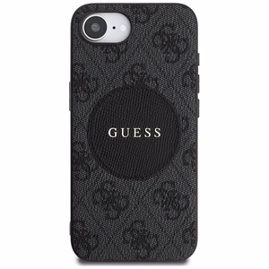 Guess HC MagSafe PU 4G Circle with Classic Logo Suojakuori iPhone 16e:lle - Musta