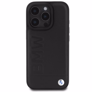 BMW Nahkainen Hot Stamp MagSafe Suojakuori iPhone 16 Pro:lle - Musta