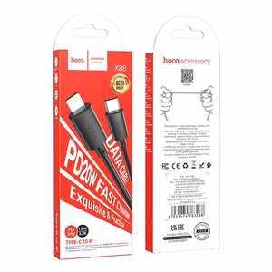 Hoco USB-C - Lightning -kaapeli PD 2,4A 20W 1 m X88 - musta