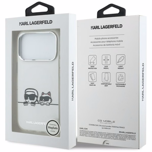 Karl Lagerfeld IML Karl & Choupette Peekaboo Logo MagSafe Suojakuori iPhone 17 Pro Maxille - Valkoinen