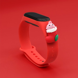 Hihna Xmas Xiaomi Mi Band 3 / 4 joulu Silikoni hihna rannekoru sukka - punainen