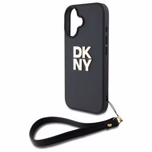 DKNY Wrist Strap Stock Logo Suojakuori iPhone 16:lle - musta