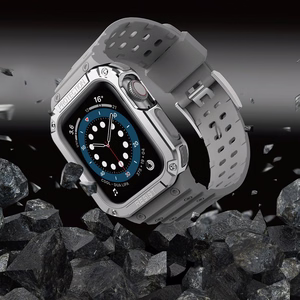Protect Strap Band for Apple Watch 38/40/41mm Armored Case Strap - harmaa, hopea