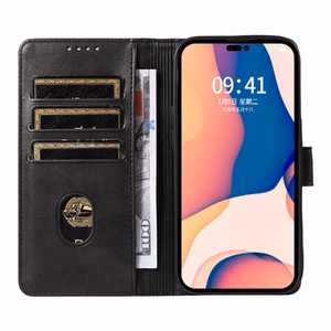 Nahkainen Book Suojakuori iPhone 16:lle - Musta