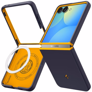 Spigen Nano Pop MagSafe case for Samsung Galaxy Z Flip8 – navy blue and yellow