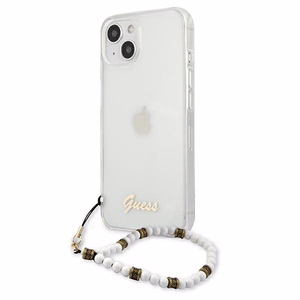 Guess GUHCP13SKPSWH iPhone 13 mini 5.4" läpinäkyvä kovakotelo Valkoinen helmi