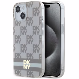 DKNY IML Ruudullinen Mono-kuvio ja Painetut Raidat MagSafe Suojakuori iPhone 15 / 14 / 13:lle - beige