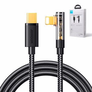 Joyroom S-CL020A6 Gaming Lightning / USB-C 90° -kaapeli 20W, 1,2 m, musta