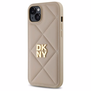 DKNY Quilted Stack Logo Suojakuori iPhone 15 Plus:lle - beige
