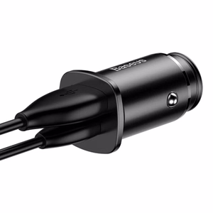 Baseus Square PPS älykäs autolaturi USB QC 4.0 ja USB-C PD 3.0 SCP -porteilla, musta (CCALL-AS01)