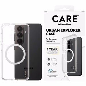 CARE by PanzerGlass Urban Explorer läpinäkyvä suojakuori valkoisella Qi:llä Samsung Galaxy S26