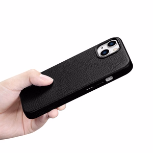 iCarer Litchi Premium Nahkakotelo iPhone 14 Plus Magneettinen nahkakotelo MagSafe musta (WMI14220711-BK)
