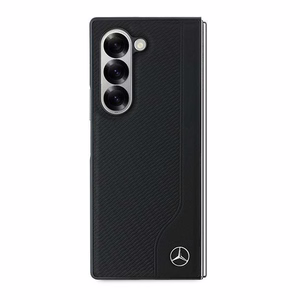 Mercedes Nahkainen puujäljitelmä MagSafe Suojakuori Samsung Galaxy Z Fold 6:lle - Musta