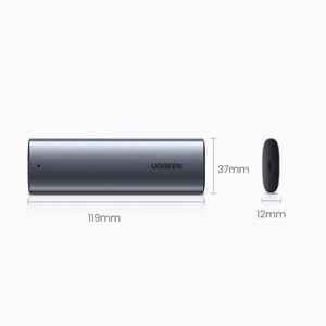 Ugreen M.2 SSD-kotelo USB 3.2 Gen 2 (SuperSpeed USB 10 Gbps) + USB Type-C kaapeli 0,5m harmaa (CM400 10902)