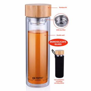 Alpina kaksiseinäinen lasinen termospullo, 450 ml