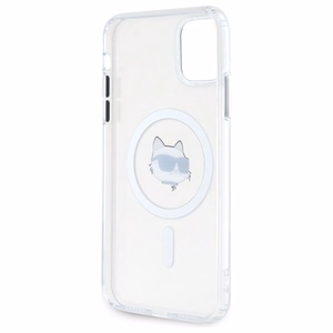 Karl Lagerfeld IML Metal Choupette Head MagSafe iPhone 11 Suojakuori - valkoinen