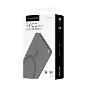 Krüger&Matz magneettinen langaton varavirtalähde, 5000 mAh, harmaa