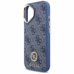Guess 4G Strass Logo & Big Strap Metal Buttons MagSafe suojakuori iPhone 17 - sininen