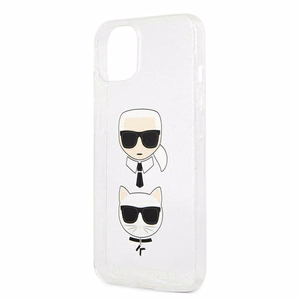 Karl Lagerfeld Glitter Karl's & Choupette Head kotelo iPhone 13 mini - hopea - hopea