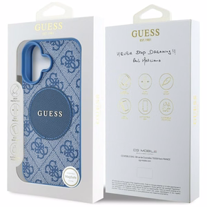 Guess 4G Circle Classic Logo MagSafe Suojakuori iPhone 16:lle - sininen