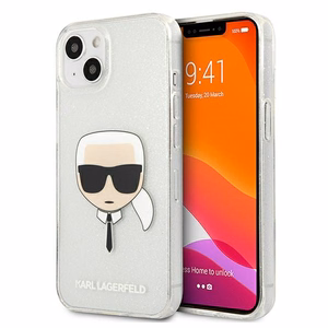 Karl Lagerfeld Glitter Karl's Head kotelo iPhone 13 mini - hopea