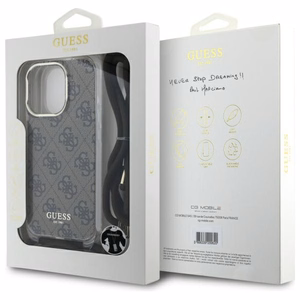Guess Crossbody Cord 4G Print suojakuori iPhone 16 Pro:lle - ruskea