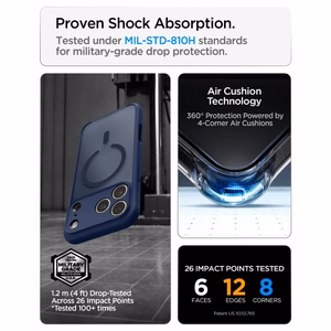 Spigen Ultra Hybrid MagSafe -suojakuori iPhone 18 Pro / 17 Pro -malleille, tummansininen