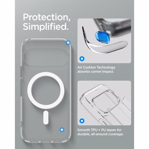 Spigen Ultra Hybrid Mag MagSafe -suojakuori Google Pixel 11 Pro -mallille, läpinäkyvä / valkoinen