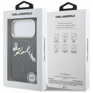 Karl Lagerfeld IML Choupettes Karl Script Logo MagSafe Suojakuori iPhone 17 Pro:lle - Musta
