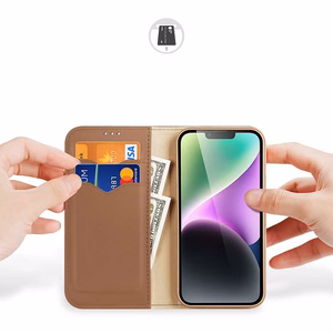 Dux Ducis Hivo -lompakkokotelo RFID-suojalla iPhone 15 Plus - ruskea