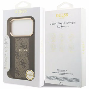 Guess Suojakuori iPhone 17 Pro HC MAGSAFE PU W/ 4G PU STRIPE ruskea