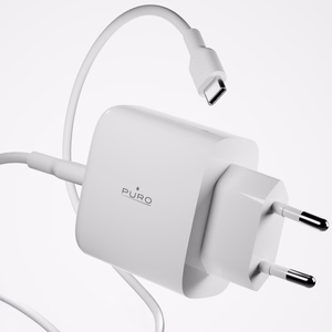 Puro Daily Prolite 45W USB-C USB-A Power Delivery laturi USB-C kaapelilla - Valkoinen