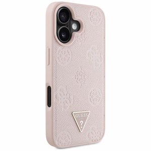 Guess Grained Hot Stamp Peony Triangle Logo MagSafe Suojakuori iPhone 16:lle - vaaleanpunainen