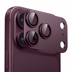 Tech-Protect Camfull Fit+ -karkaistu kameransuojalasi iPhone 18 Prolle, viininpunainen