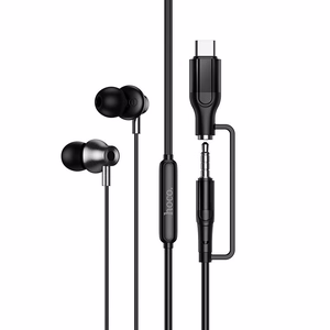 Hoco M119A -langalliset mikrofonilliset kuulokkeet, 3,5 mm:n / USB-C-liitin, mustat