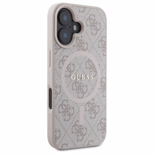 Guess 4G Ring Classic Logo MagSafe Suojakuori iPhone 16:lle - Vaaleanpunainen